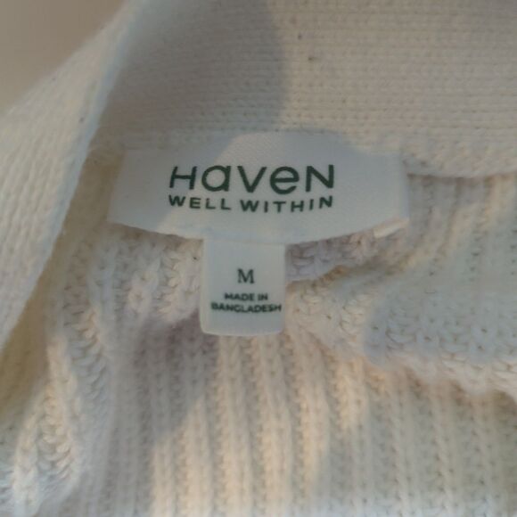 Haven Well Within Cardigan Sweater Womens Medium White Boyfriend Knit - Picture 4 of 5